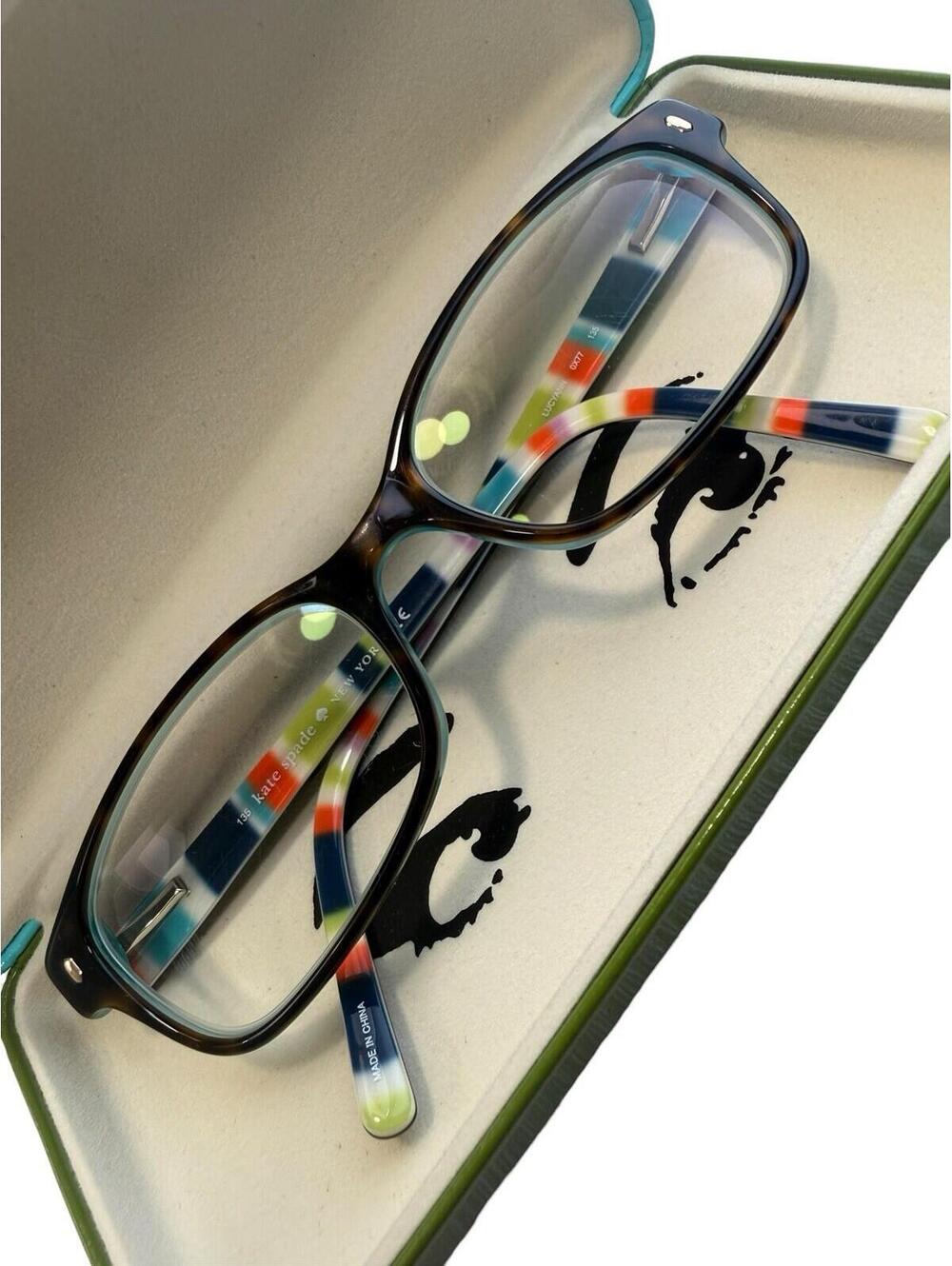 Y2K Kate Spade New York Eyeglass frames LUCYANN OX77 135 w/Hard Case Green/Blue